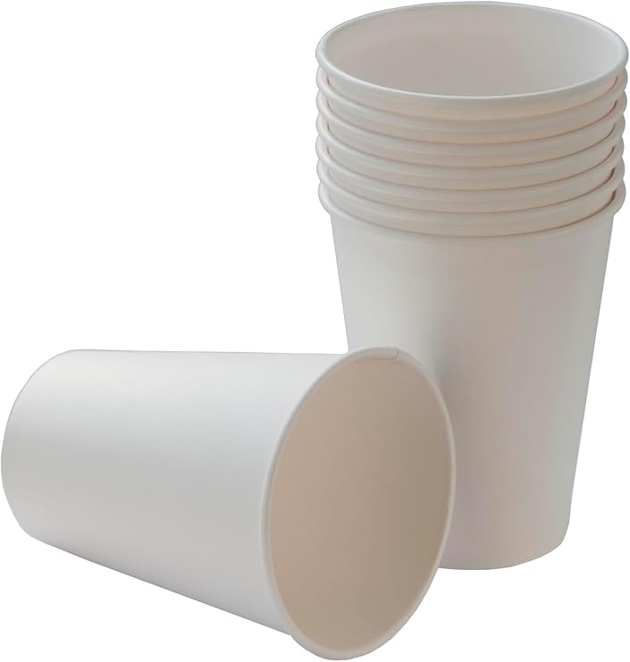 12 oz beyaz tek kullanımlık karton bardak 300 ml, kahve, çay, ofis, ev ve parti kullanımı için bardaklar - 50'li paket