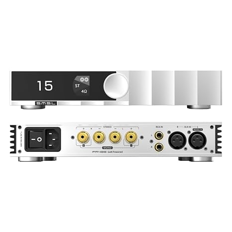 SMSL PA400 GaN HiFi Amplifier | 250W Stereo Class D Amp | XLR-Balanced, RCA, XLR-Mono Input | Home Audio Desktop Gallium Nitride Amps