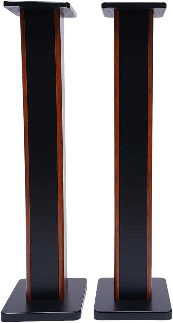 Atlantic Bookshelf Speaker Stands, Steel Construction, Pedestal Style & Built-in Wire Management, Support Bookshelf-Style Speakers for Living Room, Study, Bedroom