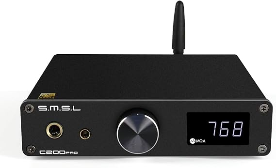 SMSL C200 PRO DAC Headphone Amplifier, ES9039Q2M XU-316 HiFi MQA DAC Amp, DSD512 32Bit/768kHz, Type C USB/Opt/Coax/Bluetooth to RCA/TRS/4.4mm/6.35mm Headphone Amps for Gaming PS5/Switch/PC