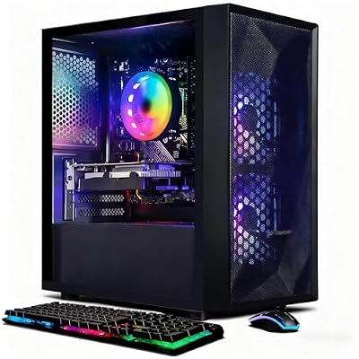 STGAubron Gaming PC Desktop Computer, Intel Core i5 up to 3.7GHz, GeForce RTX 2060 6G, 16G RAM, 512G SSD, WiFi 6, BT 5.0, RGB Fan x2, Windows 11 Home
