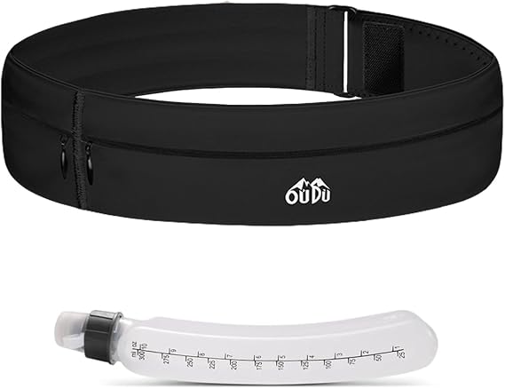Slim Running Belt with Water Bottle - Workout Fanny Pack for Men & Women, Fits 7 inches Phones, Lightweight Waist Pack for Running Hiking Walking Jogging Climbing(Small)