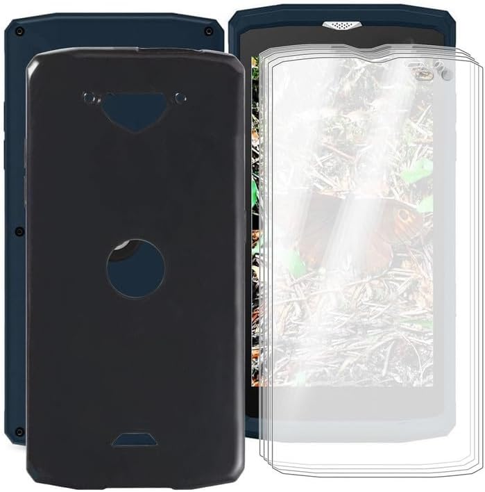 Case for Crosscall Core-X3 5.00 with [4 x Tempered Glass Protective Film], Black Soft TPU Bumper Cover Slim Shockproof Silicone Phone Case for Crosscall Core-X3 - Black