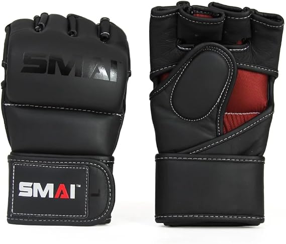 SMAI Elite85 Leather MMA Grappling Gloves - Competition Punching Mitts and MMA Gear for Men, Women and Youth - Made for Martial Arts Sparring, Punch Training and Bag Work.