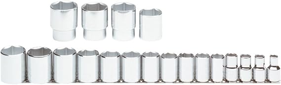 Socket Set, SAE, 1/2 in. Dr, 19 pc