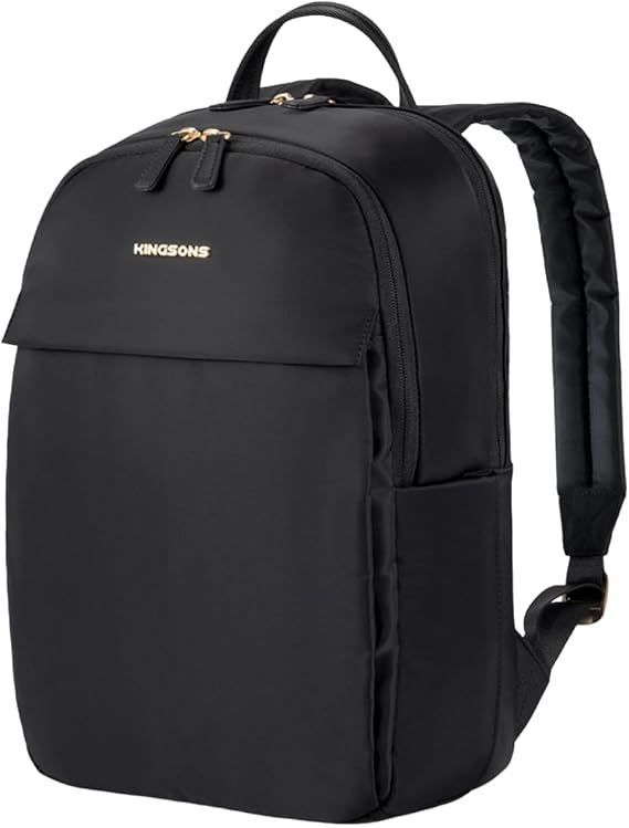 Kingsons Slim Travel Backpack With Luggage Strap,Black Business Backpack, Waterproof Nylon Commuter Bag for Work & Travel,Hiking, Red,Khaki (KS25002-Black-US-1)