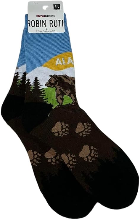 Robin Ruth Alaska Crew Socks Alaska Towel Sock Brown Bear