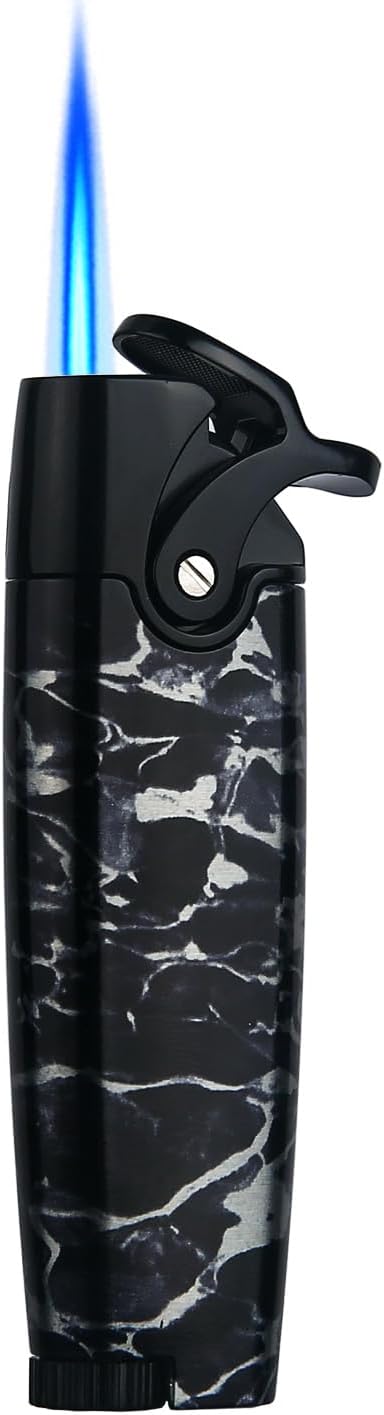HONEST Butane Torch Lighters Pocket Lighter Adjustable and Refillable Gas Lighter for Candle Kitchen Fireplace Fireworks Without Gas (Black Crackle)