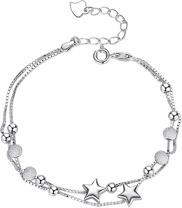 Sterling Silver Lucky Bracelet Simple Multi Layered Rotating Bead Bracelet Adjustable Jewelry Gifts Valentine's Day for Diverse Occasions