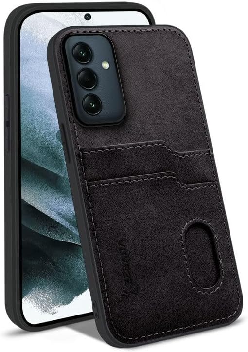 Case Compatible with Zebana Samsung Galaxy A56 Luxury Leather Case with Zebana Card Holder Black
