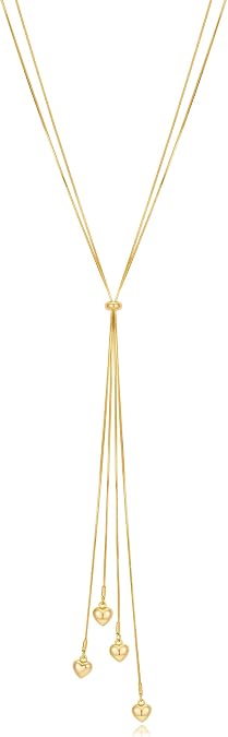 Gold Lariat Long Necklaces for Women - Dainty Heart Pendant Y-Shape Bolo Tie Necklaces, Statement Jewelry | Trendy Body Chain Jewelry for Women Gifts