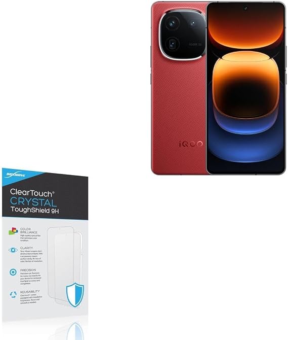 BoxWave Screen Protector Compatible with iQOO 12 - ClearTouch Crystal ToughShield 9H (2-Pack), Clear 9H Tough Flexible Film Screen Protector
