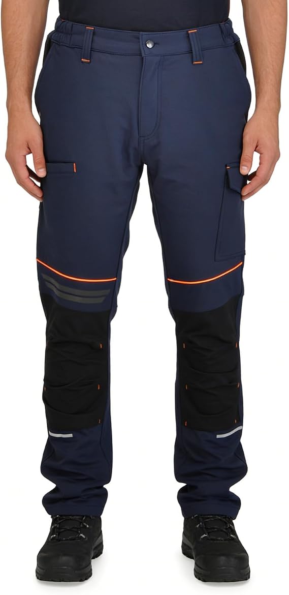 Men's Multi-Pocket Work Pants with Reflective Trim