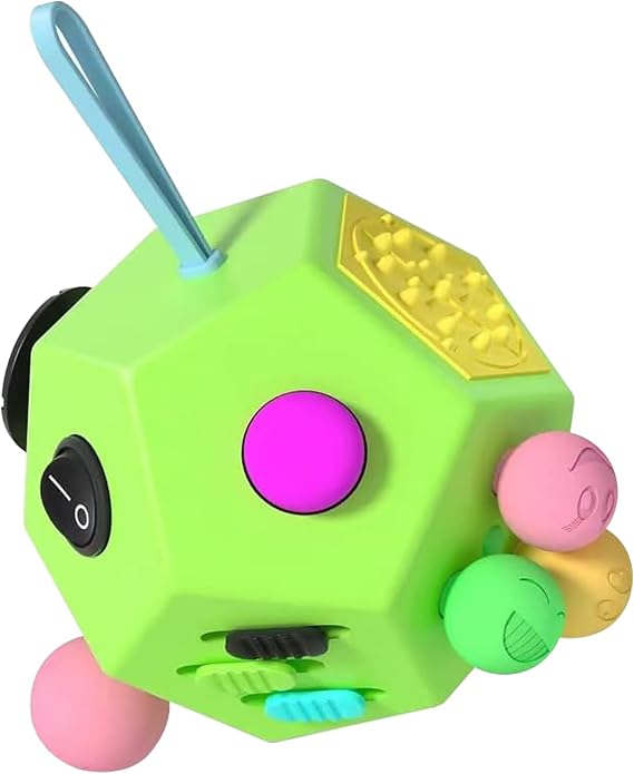 Fidget Dodecagon 12-Side Fidget Toys Cube Relieves Stress and Anxiety Anti Depression Travel Toy Stocking Stuffers Gifts for Children and Adults(B1 Green)