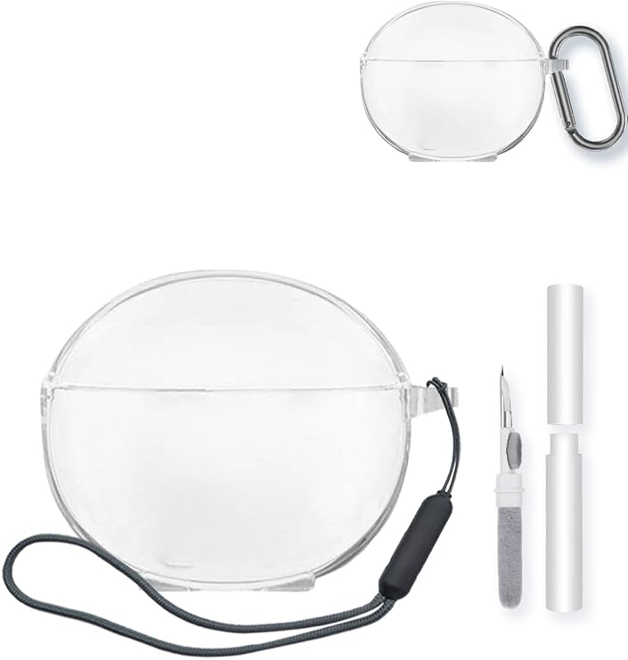 Case for Huawei FreeBuds 7i Bluetooth Earbuds,BOVUGAC High Transparency Soft TPU Shockproof Cover with Keychain,Cleaning Kit and Lanyard-Clear