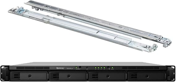 Synology RackStation RS1619xs+ NAS Server with Xeon 2.2GHz CPU, 64GB Memory, 64TB HDD Storage, 1TB M.2 NVMe SSD, 4 x 1GbE LAN Ports, DSM Operating System Bundle with Rail kit