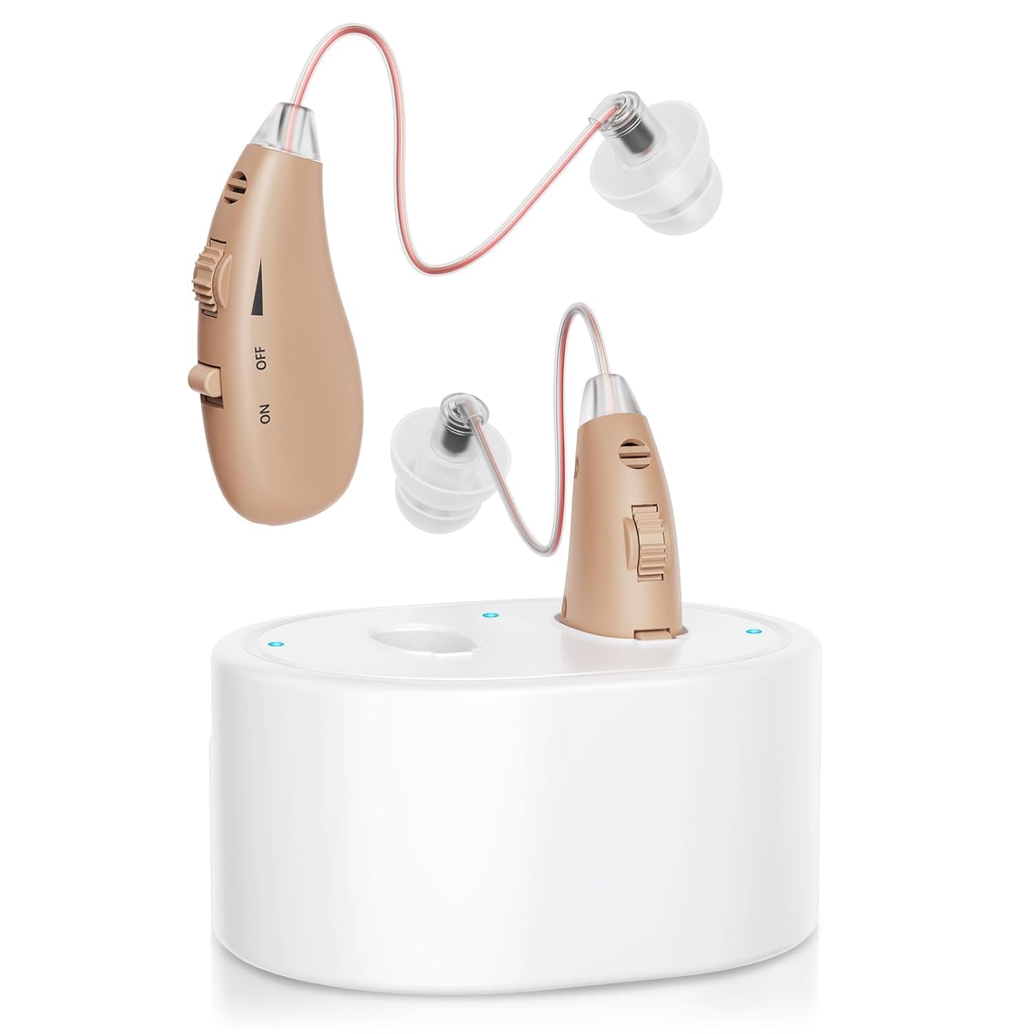 Hearing Aids for Seniors & Adults Not Amplifiers, Rechargeable Digital OTC Hearing Aids with 16-Channel Superior Sound Quality, 4 Adjustable Modes, Charging Case with Drying Function