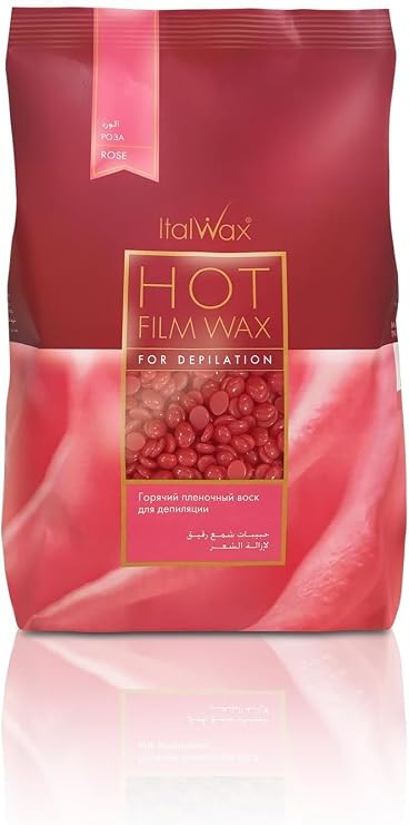 Italwax Classic Line Rose Hard Wax Beads 1.1 lb (500 g) Medium-Long Setting Stripless Wax for Large Areas & Coarse Hair Made in Italy