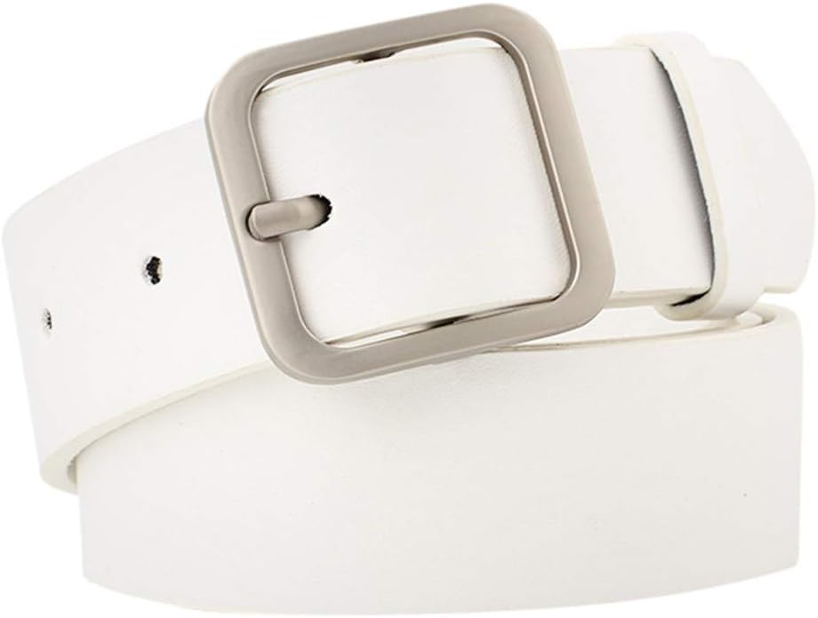 Dirk41 Luxury Fashion Belt Belt with en Belt Buckle Buckle Decorative Belt Mens Belt Leather Shiny Belt Men White, One Size