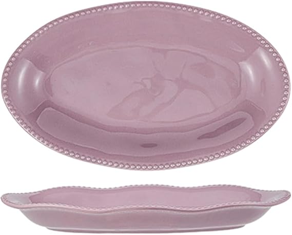 French minimalist household purple ceramic tableware, restaurant rice bowls, soup noodle bowls - 12-inch bead fish plate - taro paste purple
