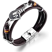 Mishow Men's Multilayer Braided Leather Cuff Bracelet Sax Jazz Music Instruments Saxophone Bracelet