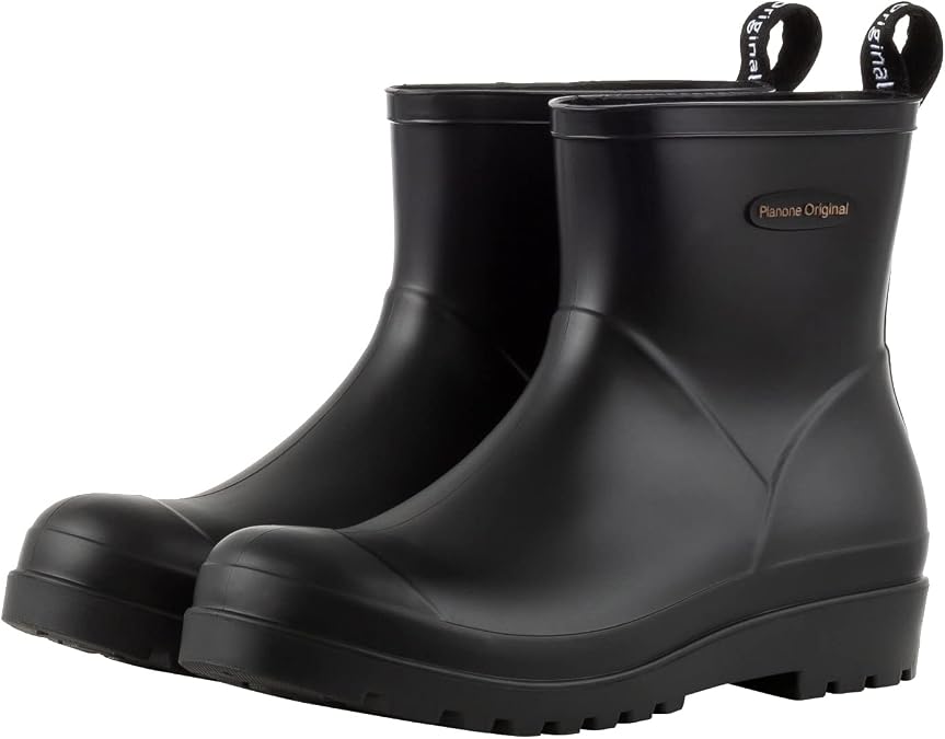 planone Short Rain Boots for Women Cute Fashion Waterproof Chelsea Boots Ankle Non-Slip Matte Rubber Boots Lightweight Outdoor Garden Shoes Work Booties for Ladies with Removable Comfort Insole