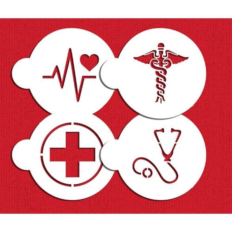 Medical Symbols Cookie Stencil Set C992 By Designer Stencils BeigeSemi-Transparent, 2.5 x 2.5