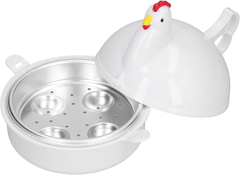 Microwave Egg Cooker 4 Eggs, Microwave Egg Boiler Cooker Portable Microwave Egg Boiler Machine Chicken Shaped Steamer Poacher for Poached Eggs, Rapid Breakfast Tool, 4.8x3.7in