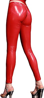 LESOYA Womens Sexy Wetlook PVC Leather Low Rise Skinny Leggings Full Zipper Crotch Tight Pants