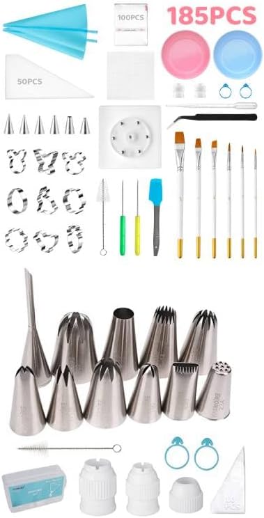 Kasmoire 11Pcs Extra Large Piping Tips Set & 185pcs Easter Cookie Decorating Kit
