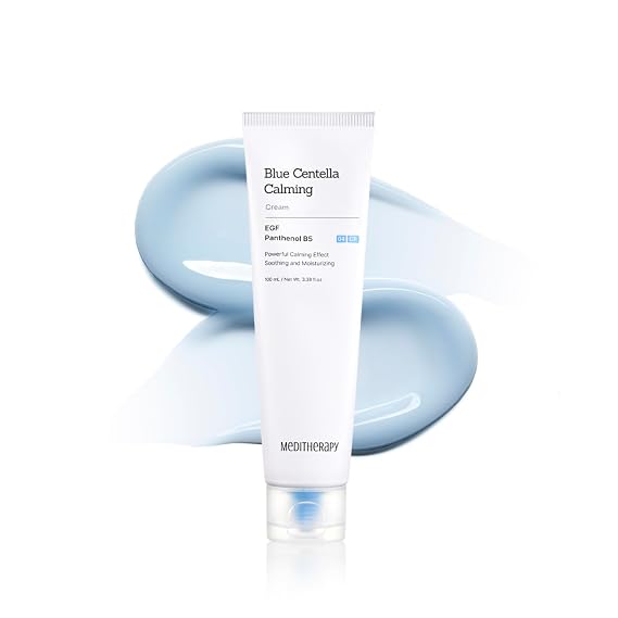 MEDITHERAPY Blue Centella Calming Cream - Hydrating Korean Face Moisturizer - Rapid Soothing Moisturizer Face Cream for All Types - Strengthening Skin Barrier for Glowing Skin - Non-Clogging 3.38 fl.