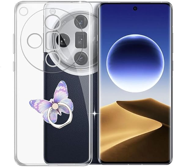 Phone Case for Oppo Find X7 Ultra (6.82"), with [Swivel Ring Stand], Transparent Cover Shell Ultra Slim Soft Silicone Shockproof Protection Case for Oppo Find X7 Ultra - Transparent