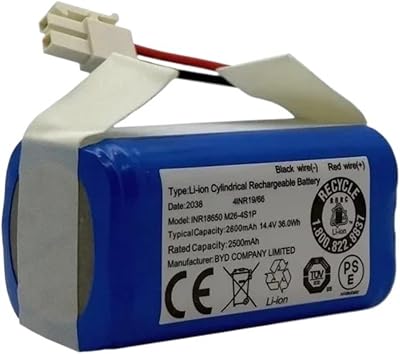 14.4V 2600mah Rechargeable Lithium Battery ,Compatible for ILIFE, A4s A6 V7s Plus A9s W400 Robot Vacuum Cleaner M26-4S1P Batteries Battery2800mAh