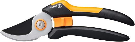 Fiskars Bypass M Bahçe Makası, Masif, P321, Taze dallar ve çalılar için, Yapışmaz kaplama, Paslanmaz çelik bıçaklar, Uzunluk: 20,1 cm, Siyah/Turuncu, 1057162