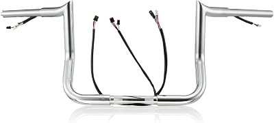 MoKitDora Street Electra Glide Prewired Handlebar 10 Rise 1 14 Fat 1 Clamp Monkey Bagger Meathook Bars Compatible with Harley 2016-2023 FLHX FLHT Ultra Limited, Chrome