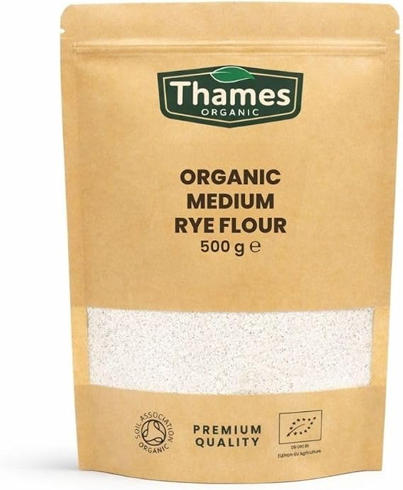 Organic Medium Rye Flour - 500g of 100% Pure & Natural Flour - No Additives, No Preservatives - Vegan, Non-GMO, Certified Organic - Great for Baking, Cooking, and Rye Bread - Thames Organic