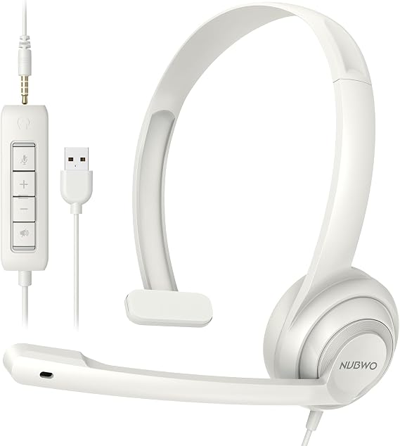 NUBWO HW02 USB Headset with Microphone Noise Cancelling & in-line Control