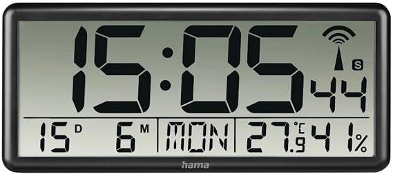 Hama "Jumbo Digital Radio Wall Clock, black