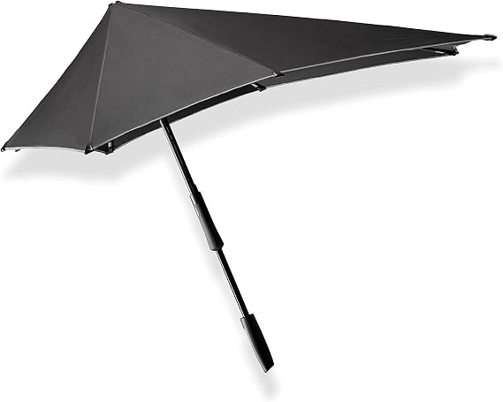 Senz Windproof Umbrella - Manual Folding - Protection from Rain and Sunshine - 94 x 94 cm Large - Black Reflective