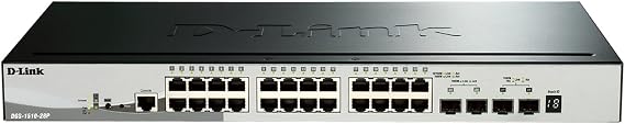 D-Link 28-Port Gigabit Stackable Smart Managed PoE+ Switch 10G Uplinks | 24 PoE+ (193W) 2 10GbE SFP+ 2 SFP Ports| L2+/L3 Lite |VLANs |Web Managed |Surveillance Mode | NDAA Compliant (DGS-1510-28P)