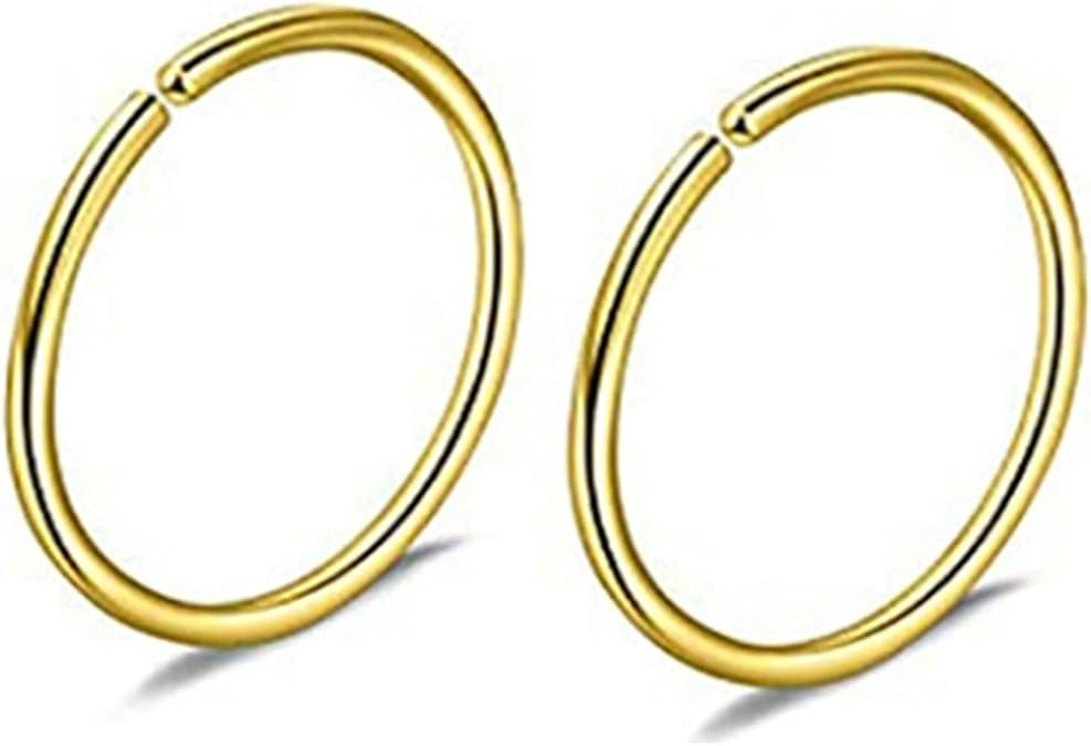 2 Pcs Nose Rings Men Hoop, Nose Rings for Girls Stainless Steel, Hypoallergenic Ears Hoop Ring Body Piercing Jewelry Round Shape