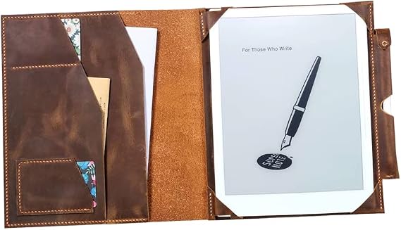 Handcrafted Rugged Leather Folio Cover Case for Supernote A5X2 A6X2 Nomad, Vintage Style Cover with Built-in Stand and Pen Loop N03-LSPA56XU