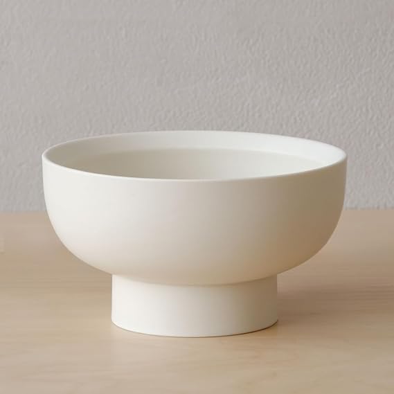 WENSHUO Pedestal Bowl, Decorative Ceramic Fruit Bowl, 6.7 in, Matte Creme