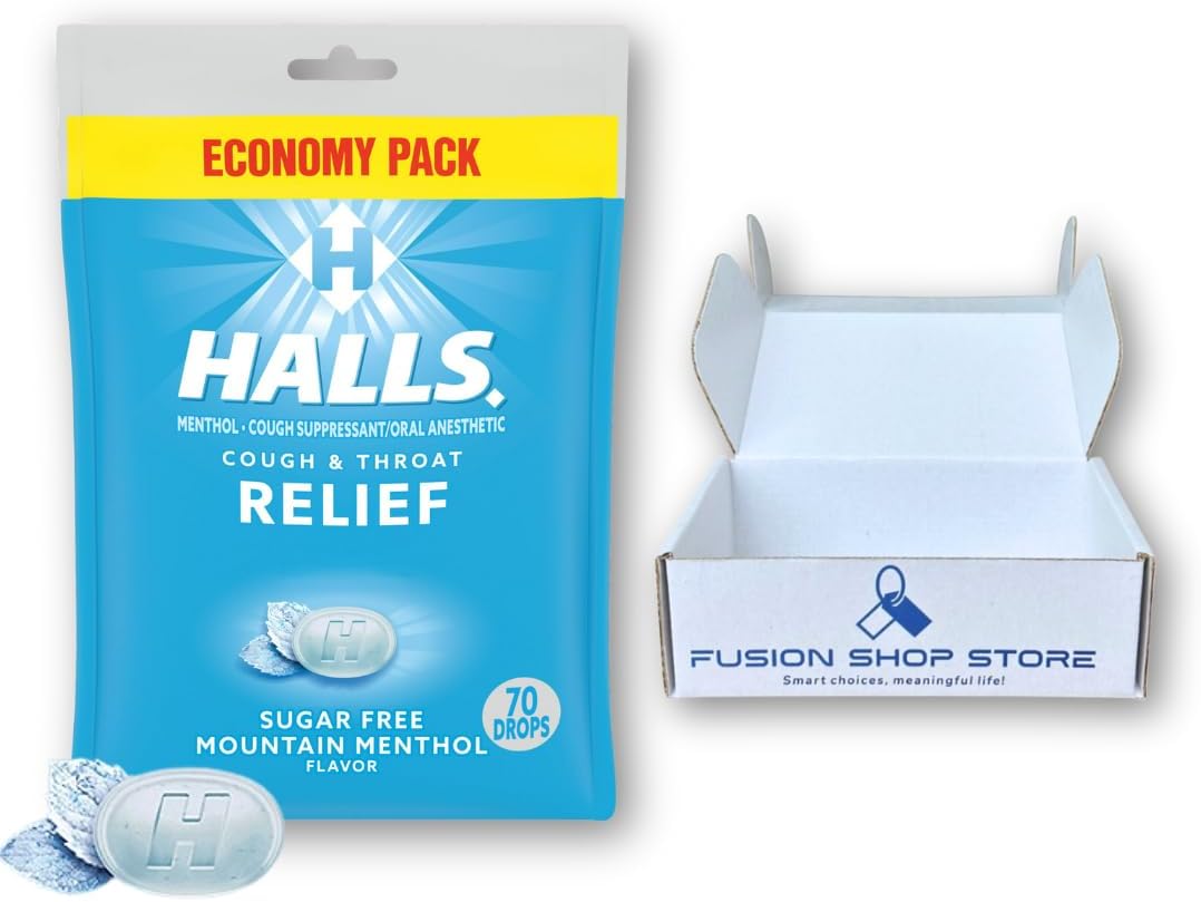 Halls Sugar Free Cough Drops, Mountain Menthol Economy Pack, 70 Count 1, Boxed by Fusion Shop Store