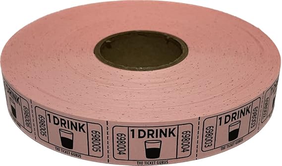 The Ticket Gurus-roll of 2000 Pink Drink Tickets Single Roll Consecutively Numbered Raffle Tickets