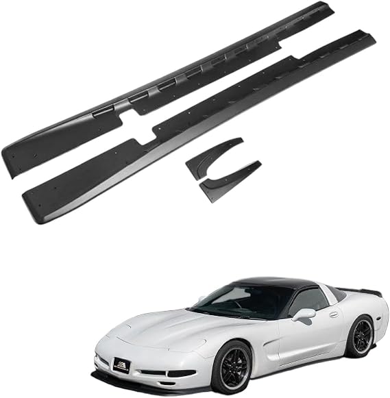 Side Skirt Rocker Panel Compatible with Corvette C5 1997-2004 ZR1 Style (Glossy Black)