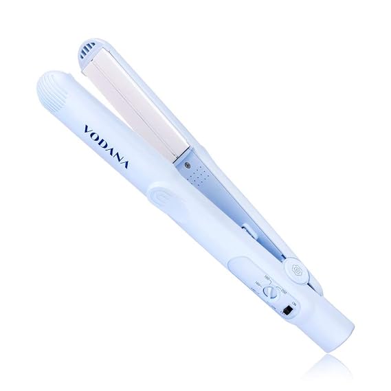 VODANA Professional Ceramic Hair Straightener 1 inch - Silky Smooth Finish & Frizz Control for All Hair Types | Floating Plates for Damage-Free Styling & High Shine, Creamy Blue