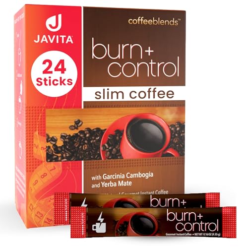 Javita Burn  Control Instant Coffee Smooth Arabica, Robusta Blend with Garcinia & Yerba Mate Supports Metabolism & Daily Energy Convenient Slim-Style Coffee Mix 1 box24 serv.