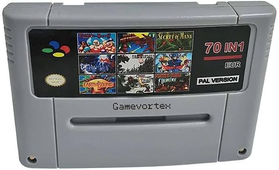 Gamevortex Super Cartridge 70 in 1 Multi Game Cartridge for SNES 16Bit Classic Game Consoles
