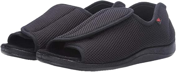 Nwarmsouth Diabetic Easy Close Slipper,Thumb valgus walking shoes, adjustable diabetic shoes-UK7_black,Wide Fit Fully Washable Slipper